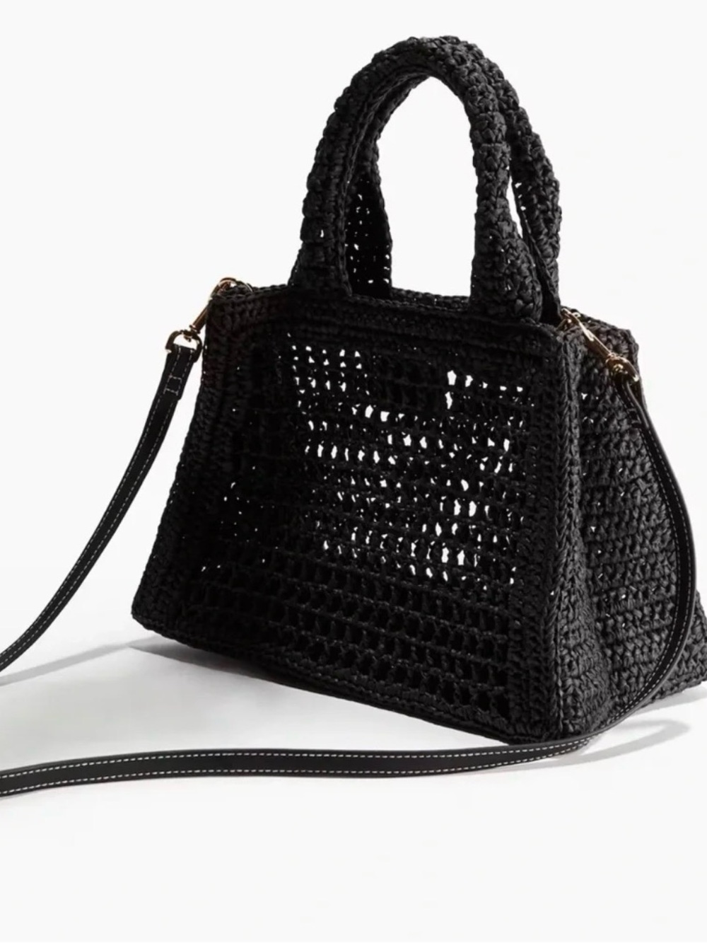 NWT H&M Black Straw Crossbody Bag